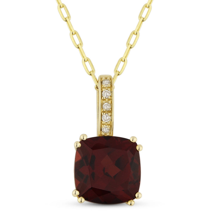 Madison L 14K Yellow Gold Garnet Cushion Pendant - style N1070GAY