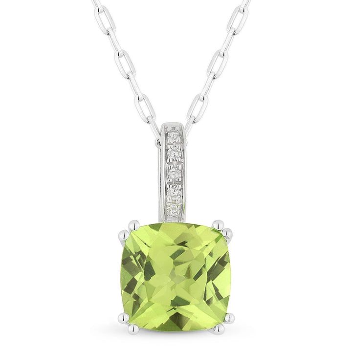 Madison L 14K White Gold Peridot Cushion Pendant - style N1070PRW