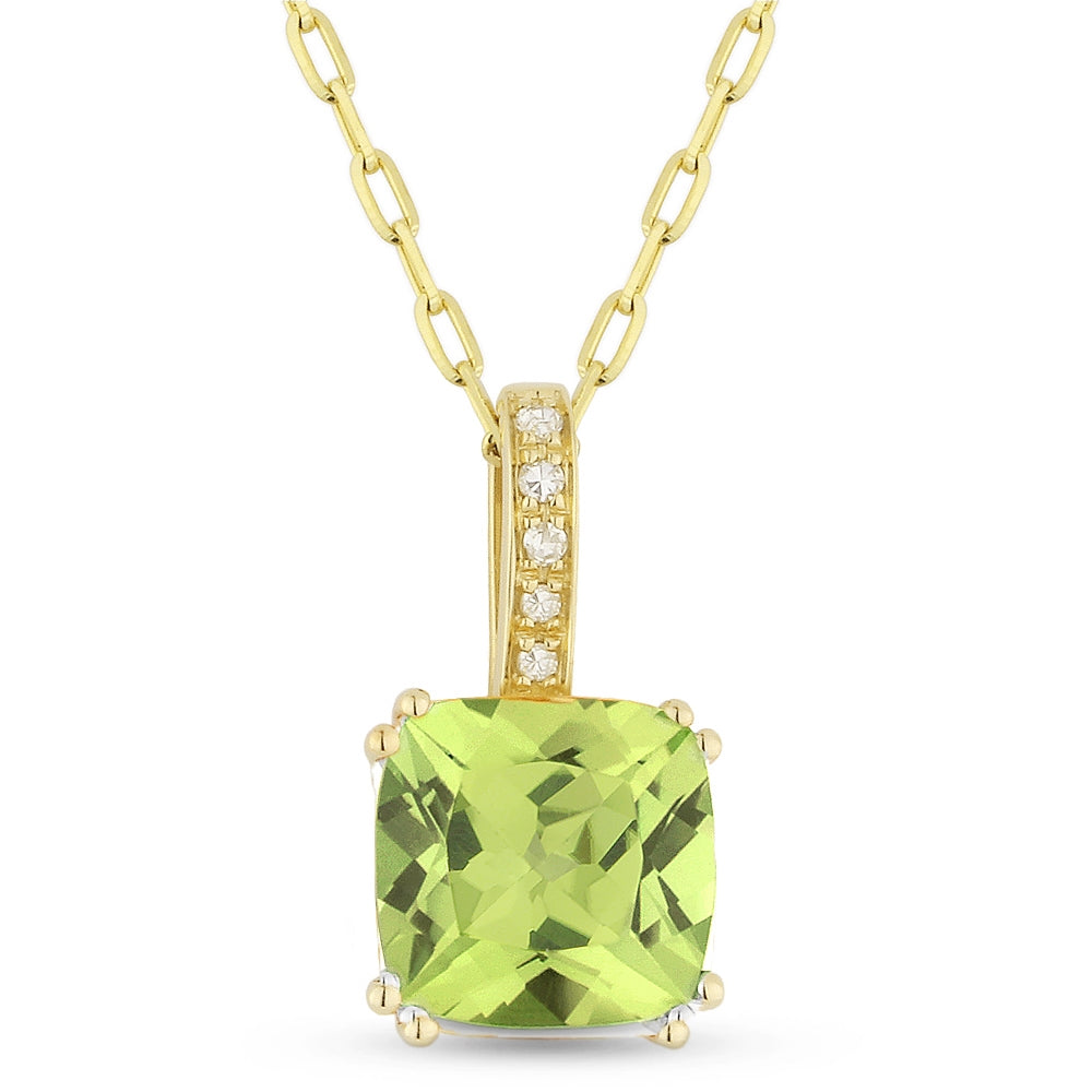 Madison L 14K Yellow Gold Peridot Cushion Pendant - style N1070PRY