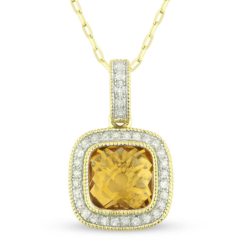 Madison L 14K Yellow Gold Citrine Cushion Pendant - style N1075CTY