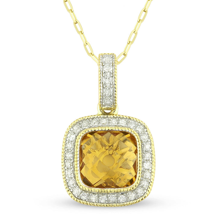 Madison L 14K Yellow Gold Citrine Cushion Pendant - style N1075CTY