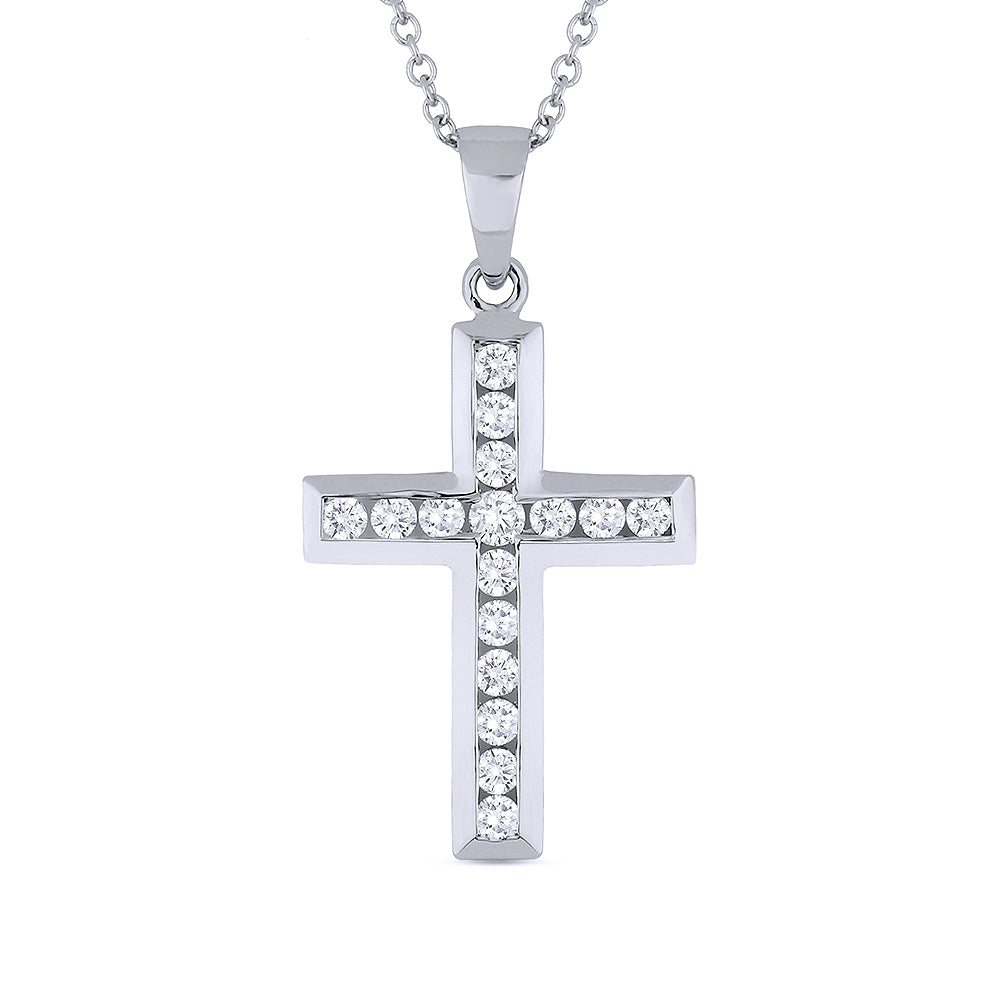 Madison L 14K White Gold Diamond Crucifix Cross Pendant - style N1079W