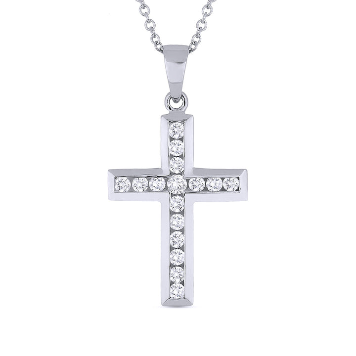 Madison L 14K White Gold Diamond Crucifix Cross Pendant - style N1079W