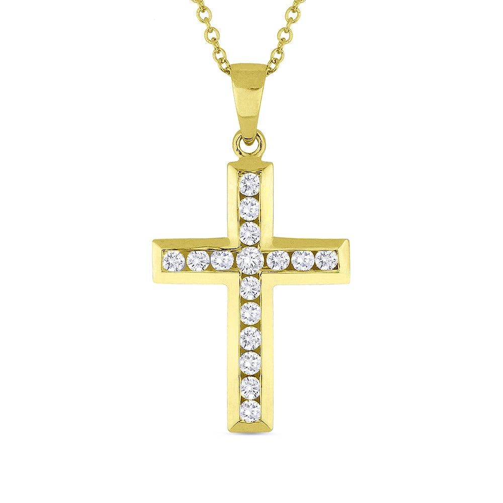 Madison L 14K Yellow Gold Diamond Crucifix Cross Pendant - style N1079Y
