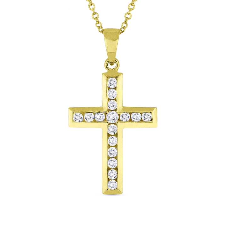 Madison L 14K Yellow Gold Diamond Crucifix Cross Pendant - style N1079Y