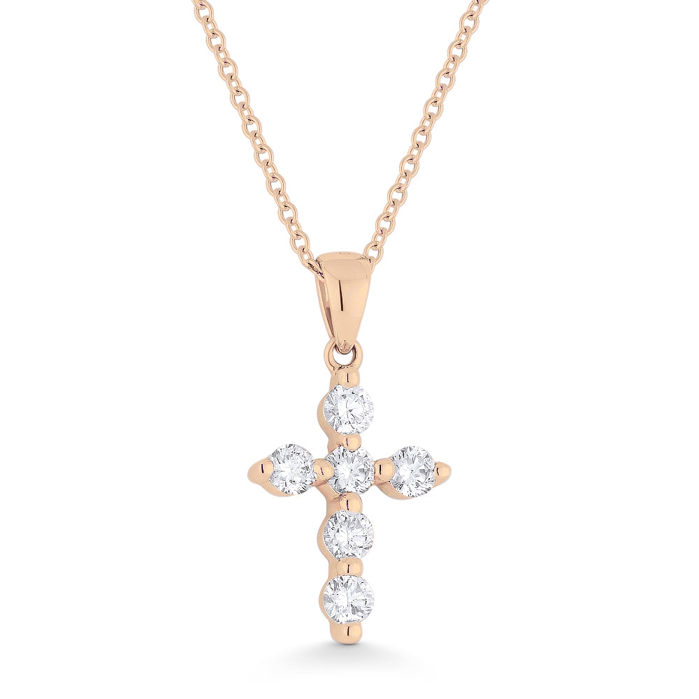 Madison L 14K Rose Gold Diamond Crucifix Cross Pendant - style N1084P