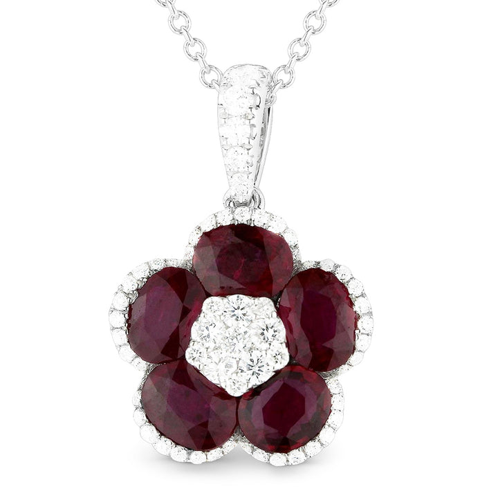 Madison L 14K White Gold Ruby Flower Pendant - style N1100RUW
