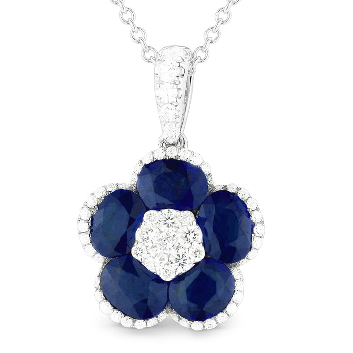 Madison L 14K White Gold Sapphire Flower Pendant - style N1100SAW