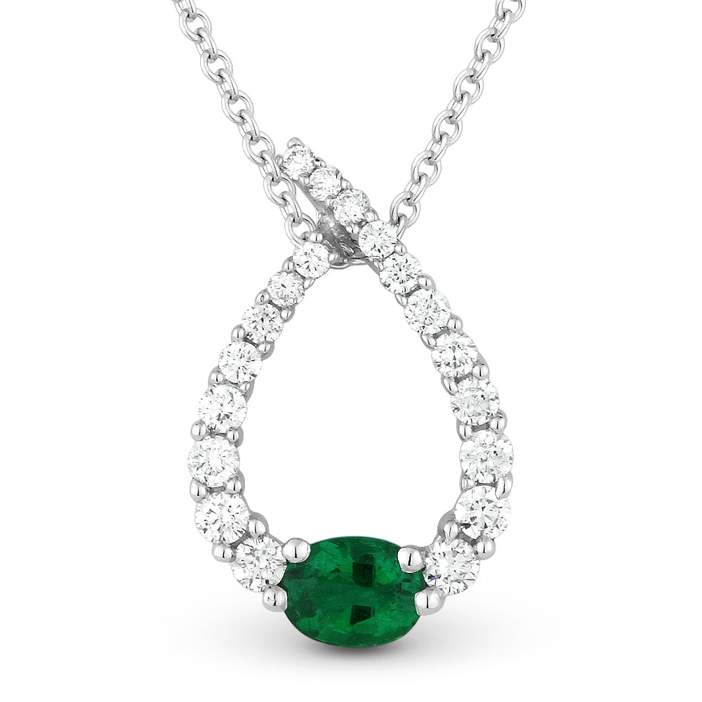Madison L 14K White Gold Emerald Pear Pendant - style N1101EMW