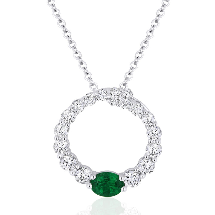 Madison L 14K White Gold Emerald Round Pendant - style N1102EMW