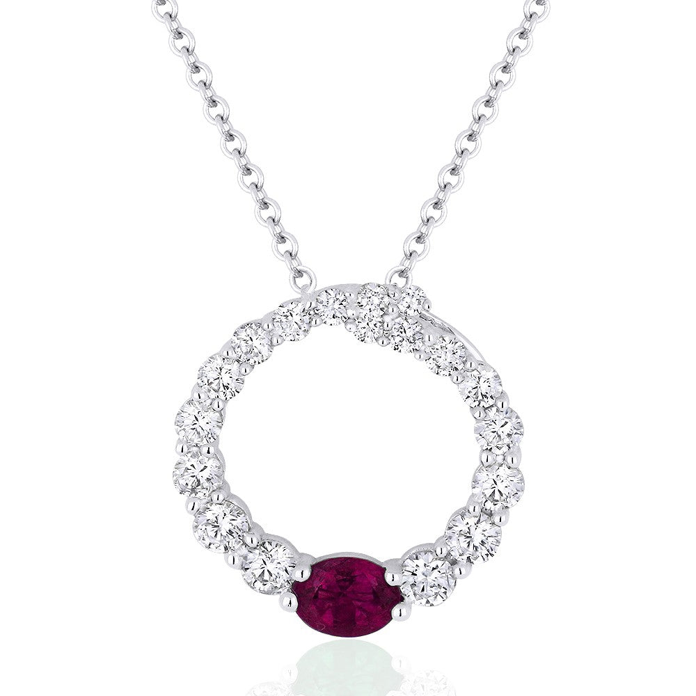 Madison L 14K White Gold Ruby Round Pendant - style N1102RUW