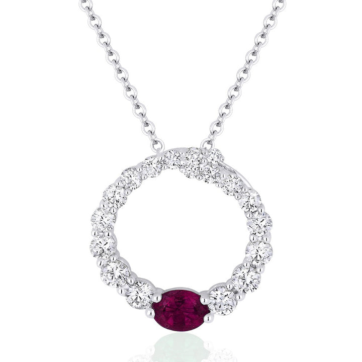Madison L 14K White Gold Ruby Round Pendant - style N1102RUW