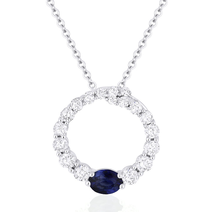 Madison L 14K White Gold Sapphire Round Pendant - style N1102SAW