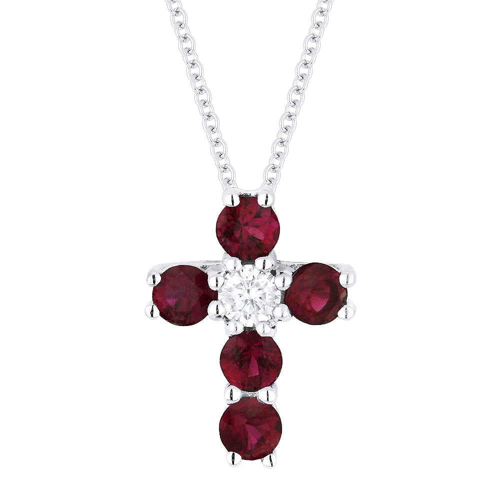 Madison L 14K White Gold Ruby Crucifix Cross Pendant - style N1103RUW