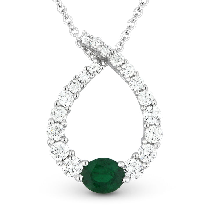 Madison L 14K White Gold Emerald Pear Pendant - style N1104EMW