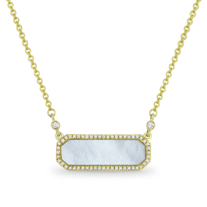 Madison L 14K Yellow Gold Mother of Pearl Rectangle Necklace - style N1106MOPY