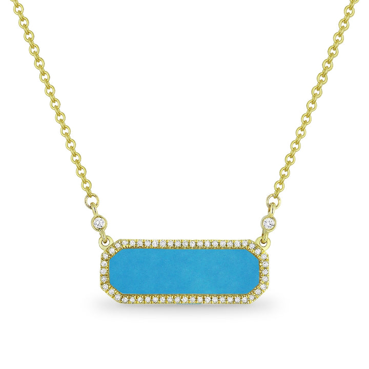 Madison L 14K Yellow Gold Turquoise Rectangle Necklace - style N1106TQY