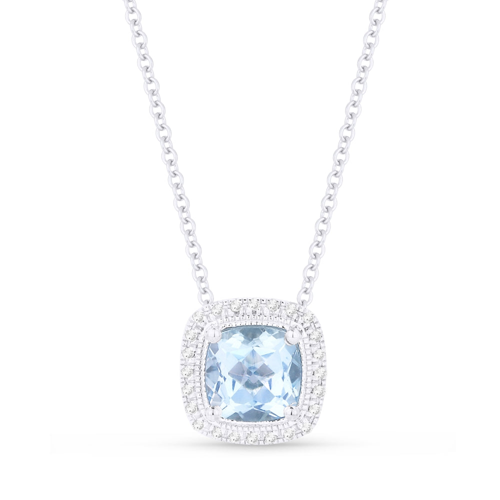 Madison L 14K White Gold Aquamarine Cushion Pendant - style N1132AQW