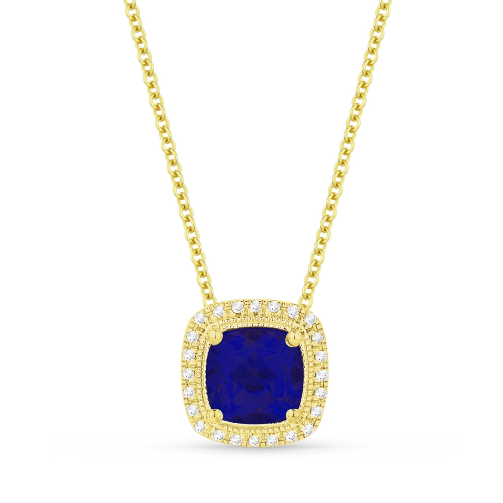 Madison L 14K Yellow Gold Created Sapphire Cushion Pendant - style N1132BCY