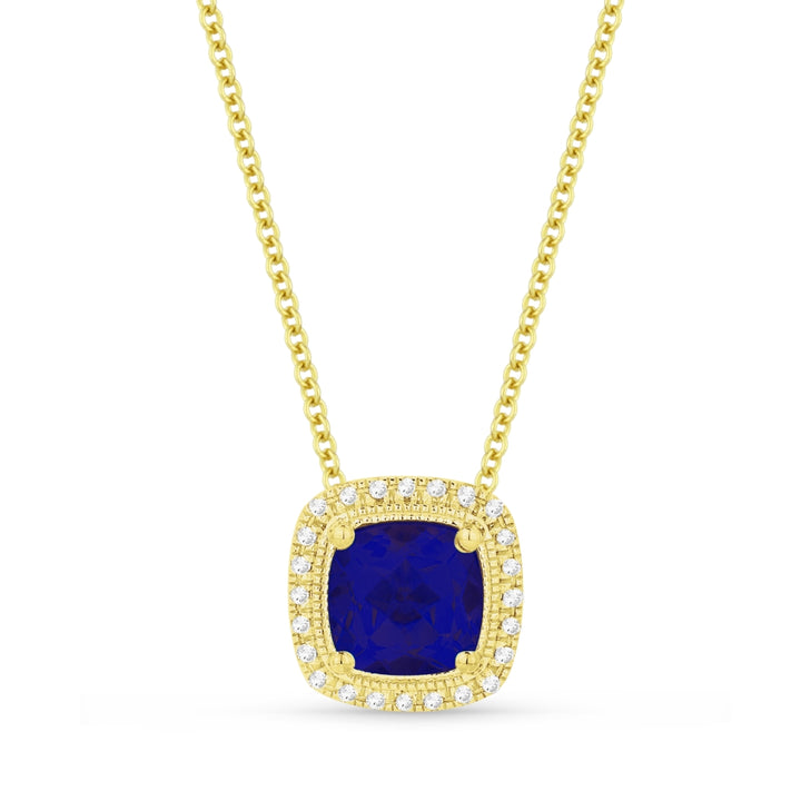 Madison L 14K Yellow Gold Created Sapphire Cushion Pendant - style N1132BCY