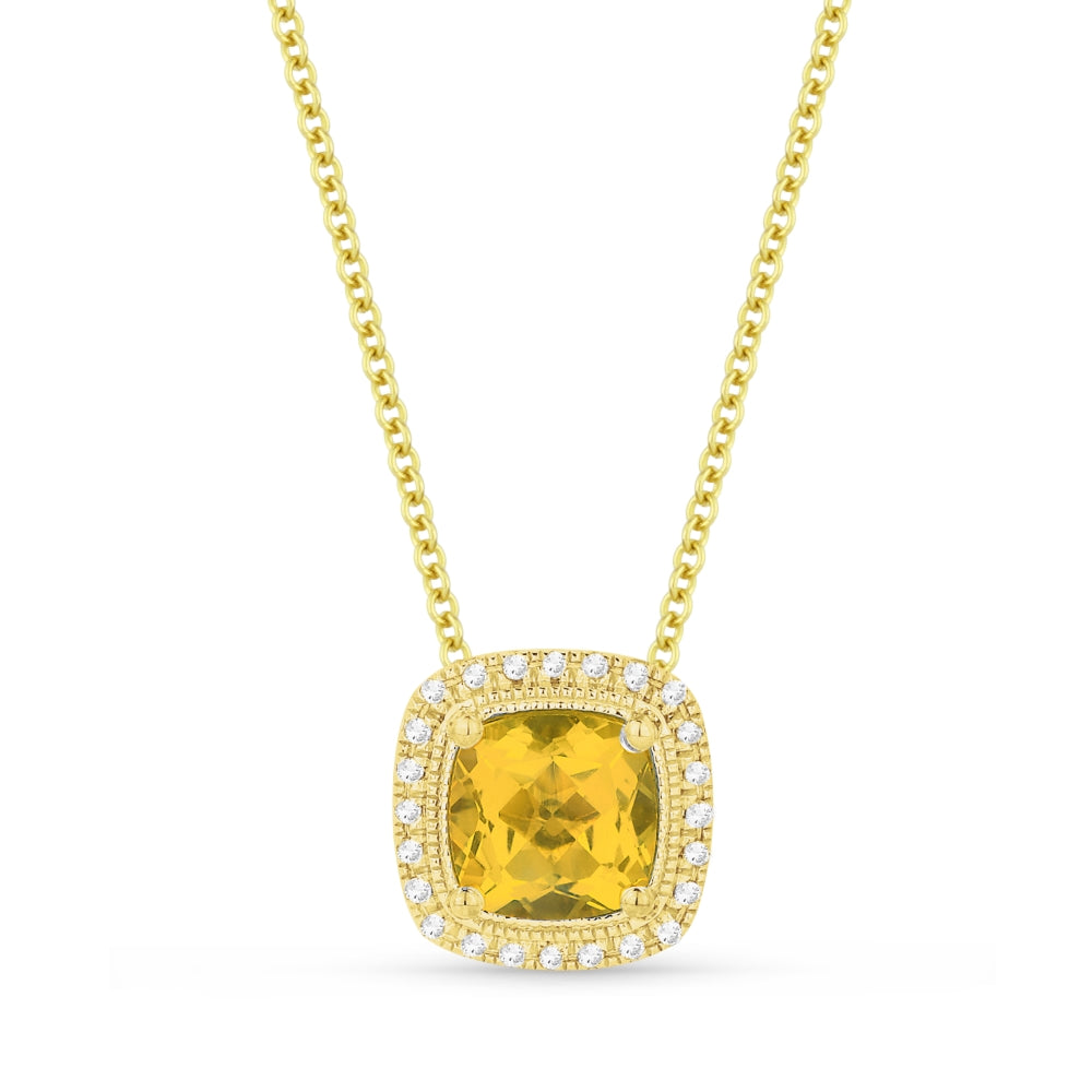 Madison L 14K Yellow Gold Citrine Cushion Pendant - style N1132CTY