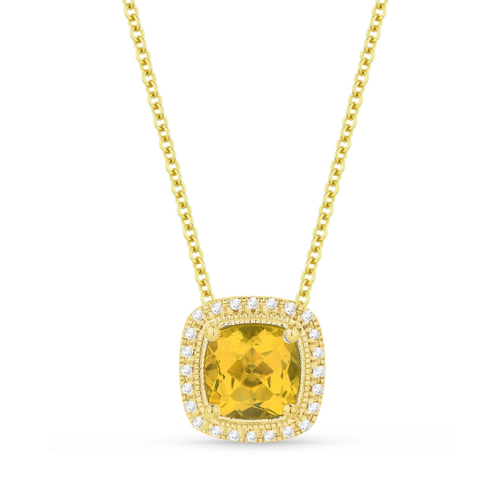 Madison L 14K Yellow Gold Citrine Cushion Pendant - style N1132CTY