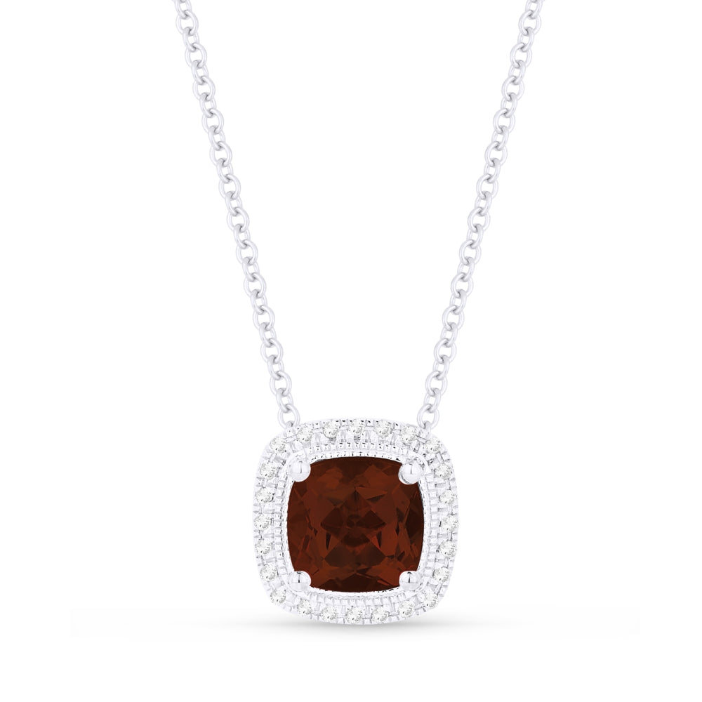 Madison L 14K White Gold Garnet Cushion Pendant - style N1132GAW