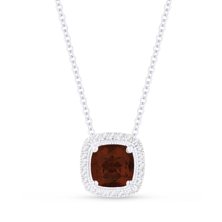 Madison L 14K White Gold Garnet Cushion Pendant - style N1132GAW