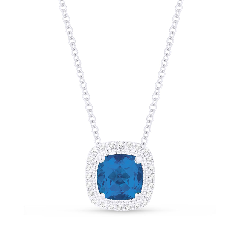 Madison L 14K White Gold London Blue Topaz Cushion Pendant - style N1132LBTW