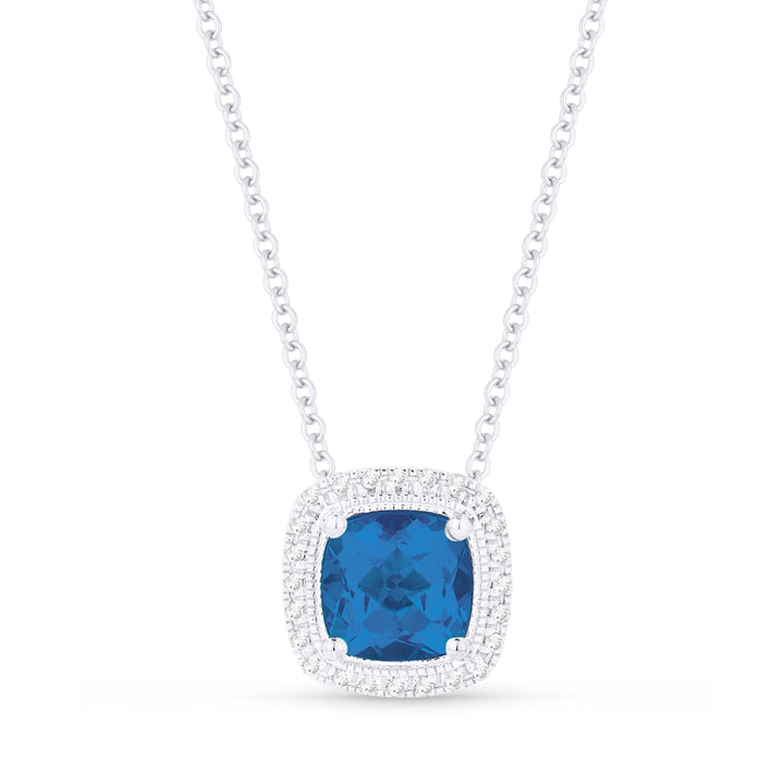 Madison L 14K White Gold London Blue Topaz Cushion Pendant - style N1132LBTW