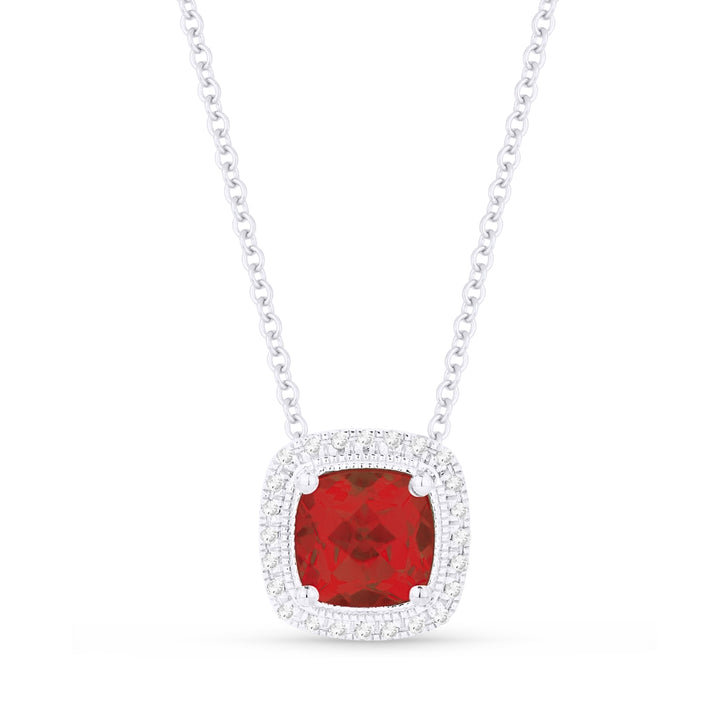 Madison L 14K White Gold Created Ruby Cushion Pendant - style N1132RCW