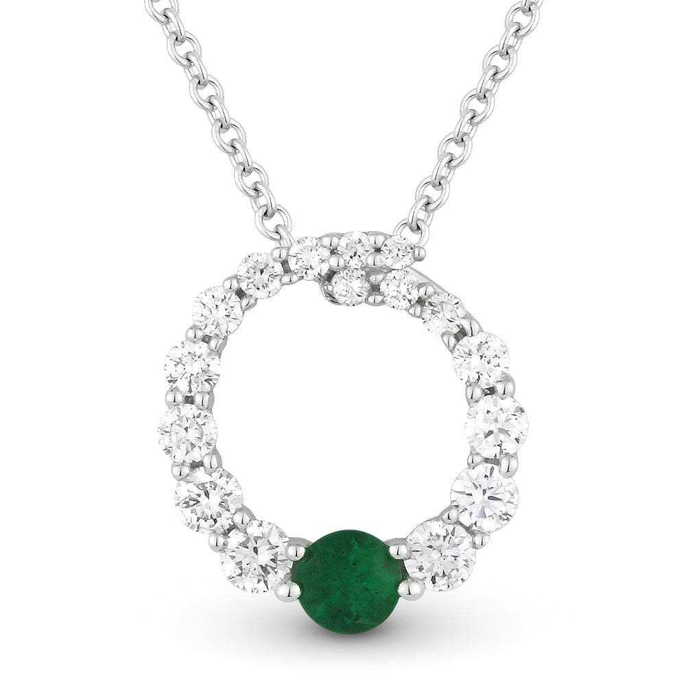 Madison L 14K White Gold Emerald Round Pendant - style N1136EMW