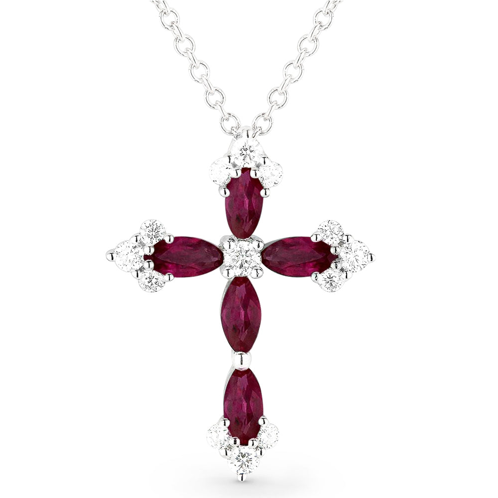 Madison L 14K White Gold Ruby Crucifix Cross Pendant - style N1144RUW