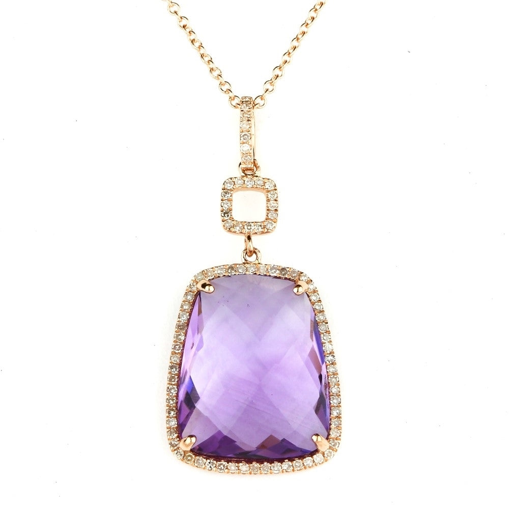 Madison L 14K Rose Gold Amethyst Pendant - style N1175AMP
