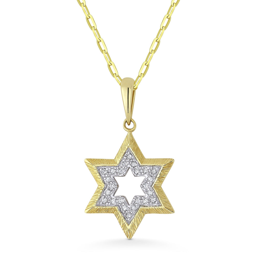 Madison L 14K Yellow Gold Diamond Jewish Star Pendant - style N1176Y