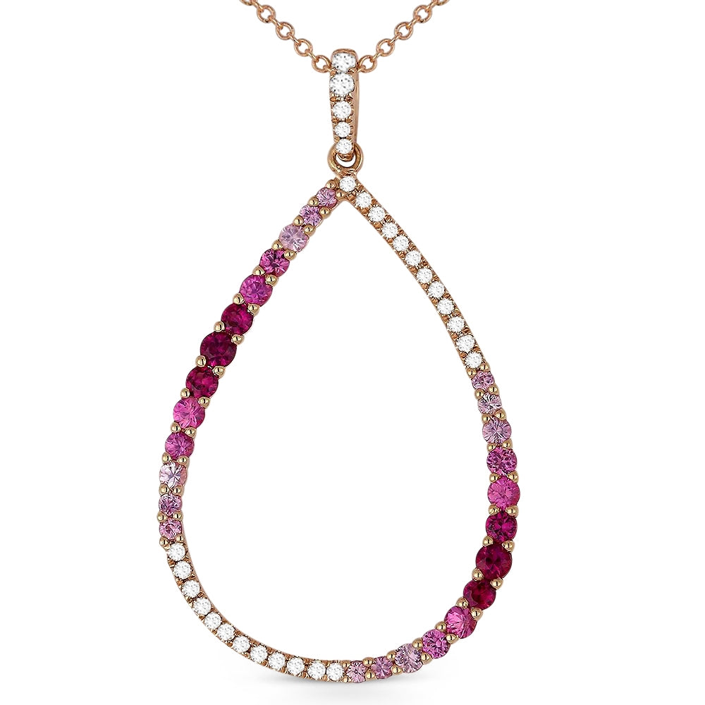 Madison L 14K Rose Gold Pink Sapphire Pear Pendant - style N1178PSP
