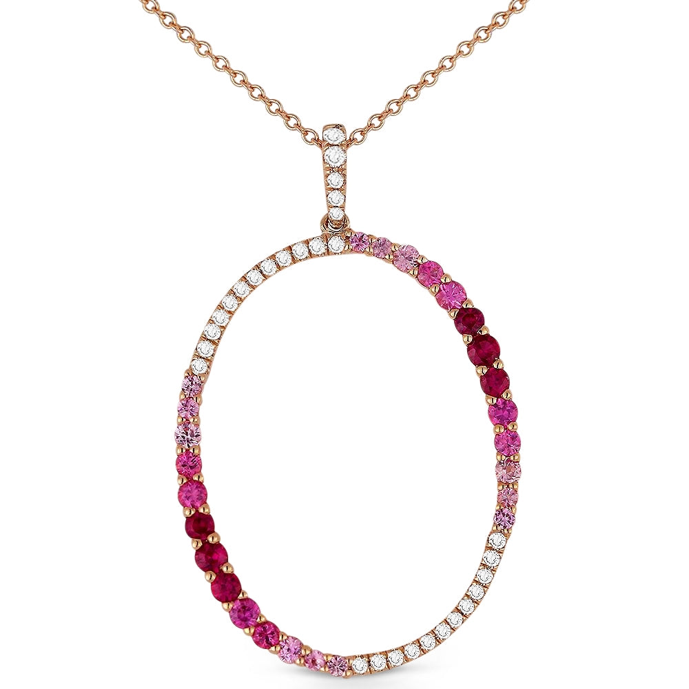 Madison L 14K Rose Gold Pink Sapphire Oval Pendant - style N1179PSP
