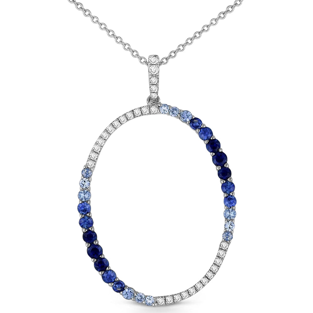 Madison L 14K White Gold Sapphire Oval Pendant - style N1179SAW