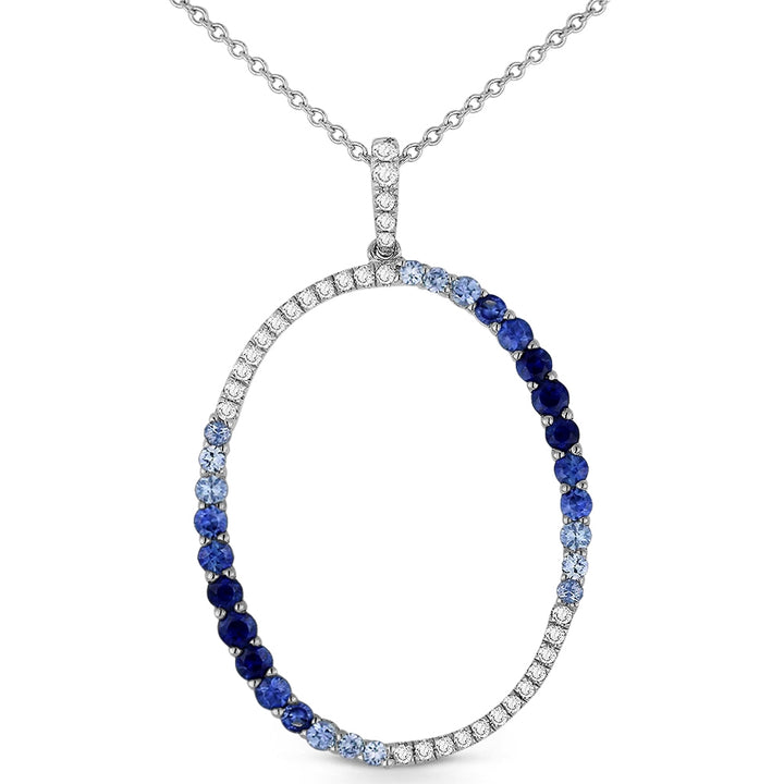 Madison L 14K White Gold Sapphire Oval Pendant - style N1179SAW