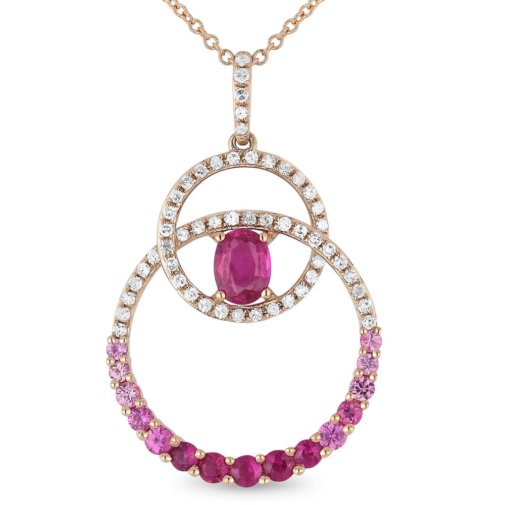 Madison L 14K Rose Gold Pink Sapphire Round Pendant - style N1180PSP
