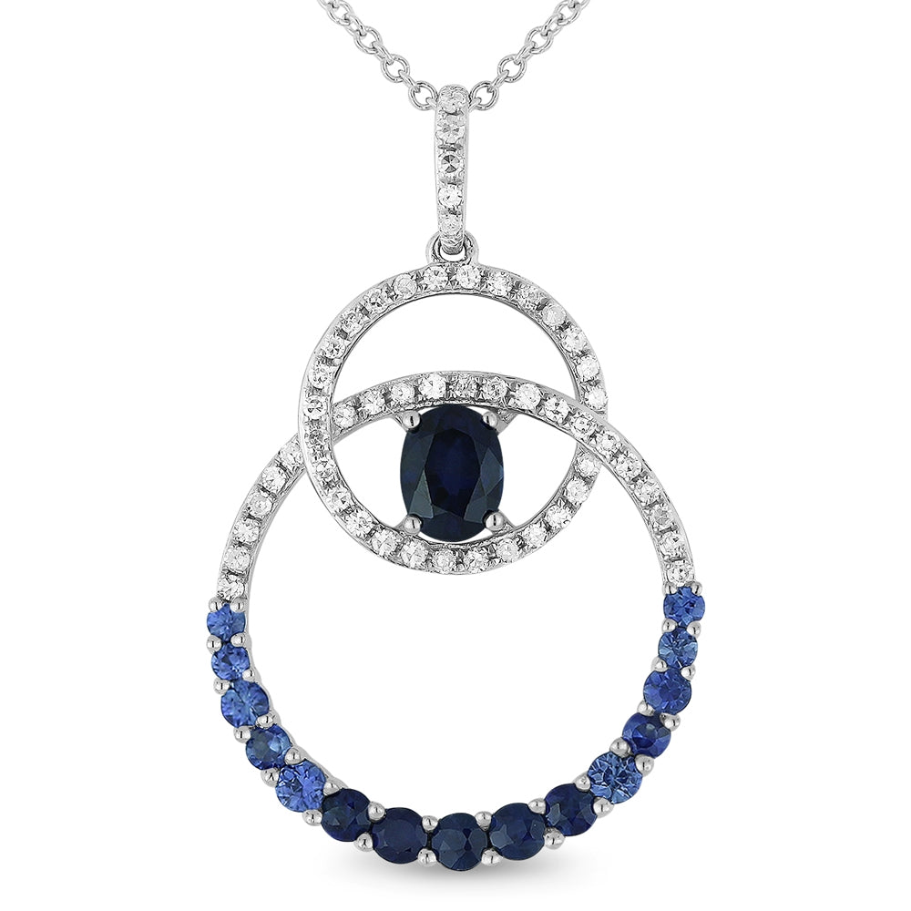 Madison L 14K White Gold Sapphire Round Pendant - style N1180SAW