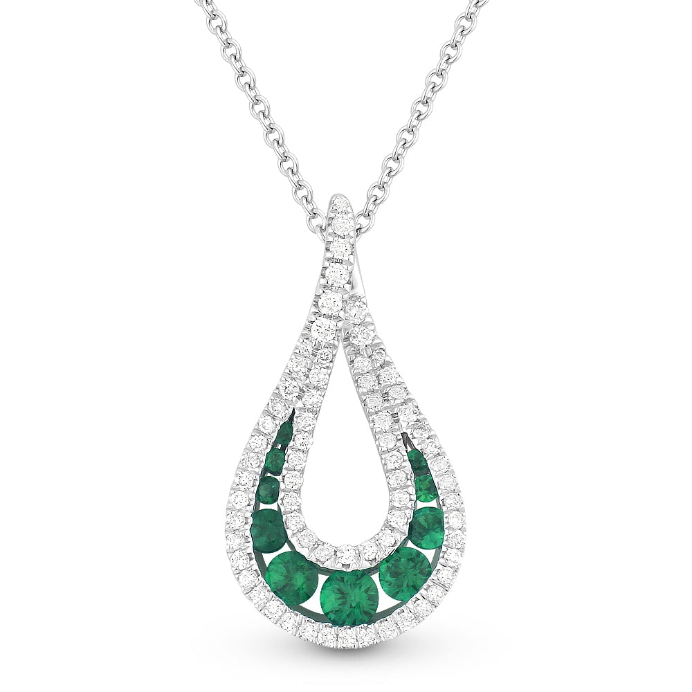 Madison L 14K White Gold Emerald Pear Pendant - style N1199EMW