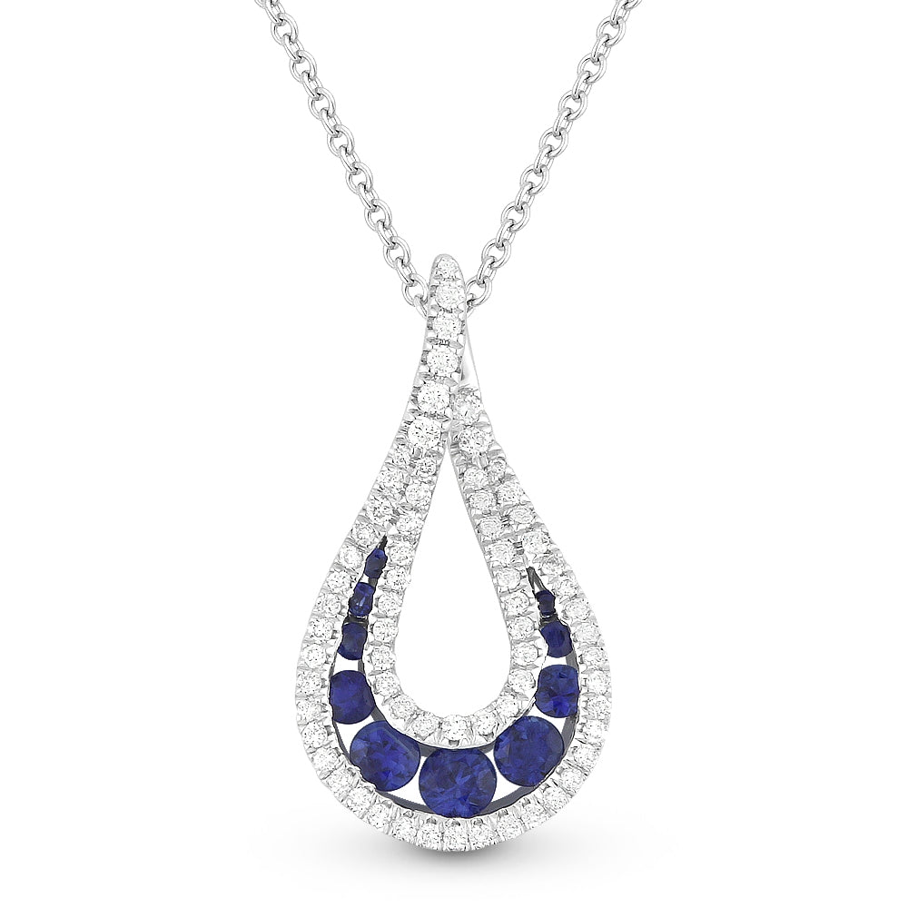Madison L 14K White Gold Sapphire Pear Pendant - style N1199SAW