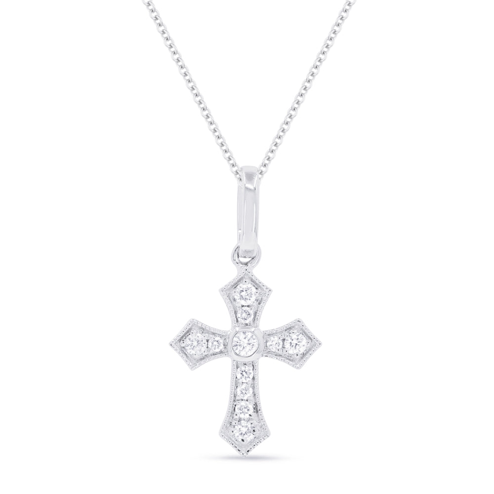 Madison L 14K White Gold Diamond Crucifix Cross Pendant - style N1203W