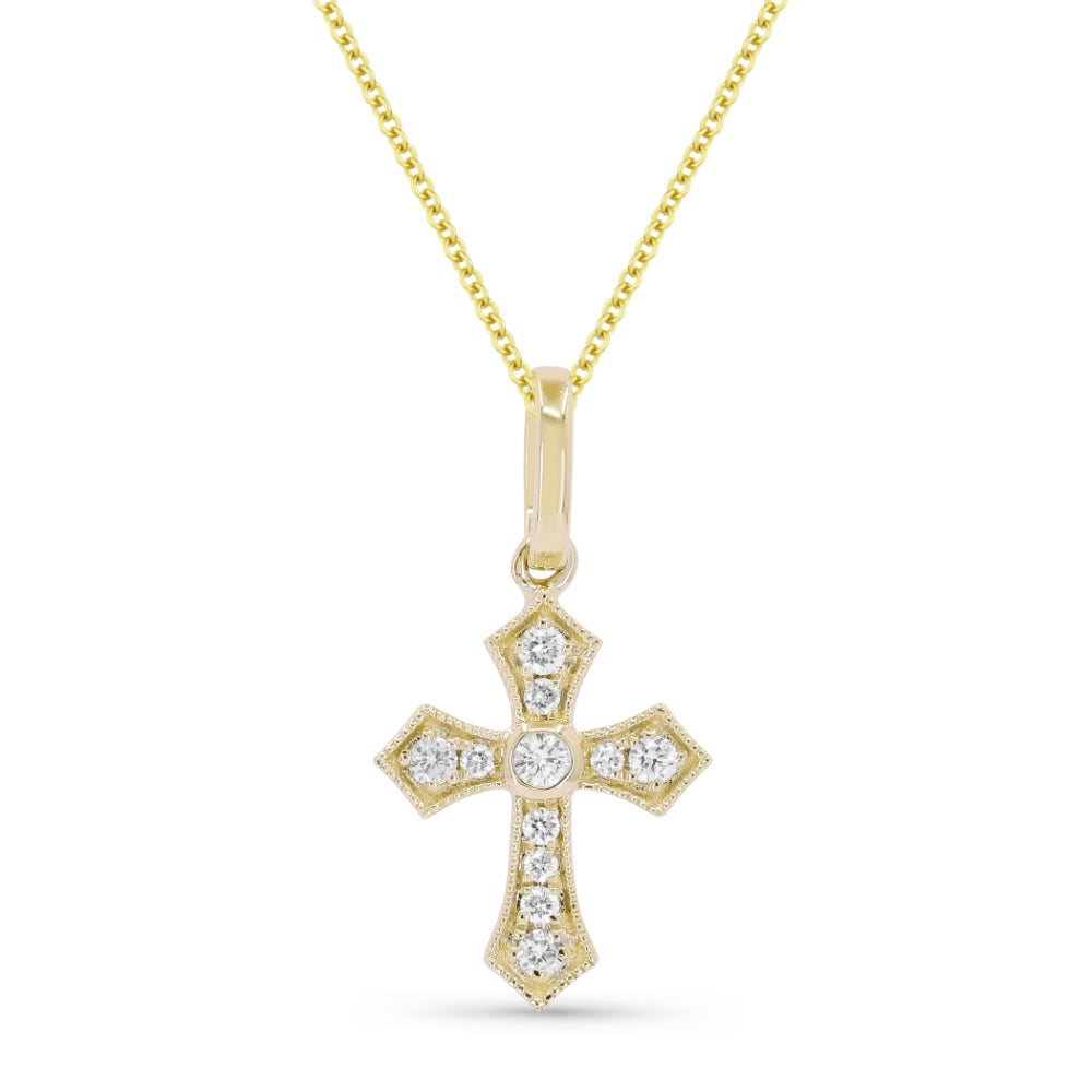 Madison L 14K Yellow Gold Diamond Crucifix Cross Pendant - style N1203Y
