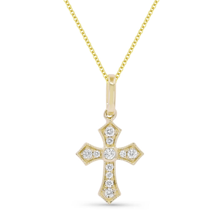 Madison L 14K Yellow Gold Diamond Crucifix Cross Pendant - style N1203Y