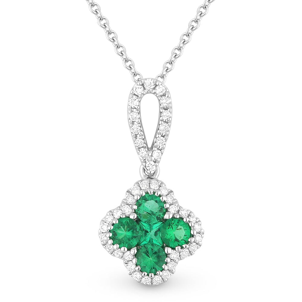 Madison L 14K White Gold Emerald Clover Pendant - style N1225EMW