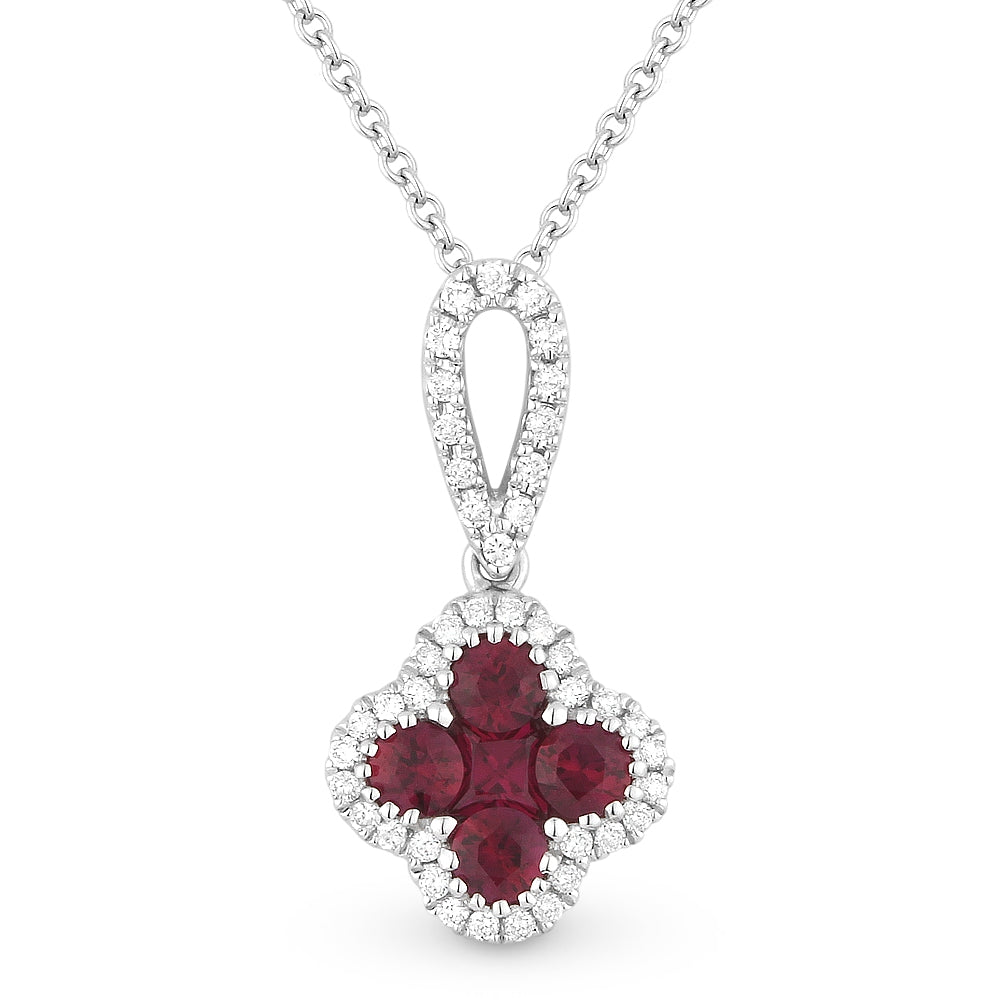 Madison L 14K White Gold Ruby Clover Pendant - style N1225RUW