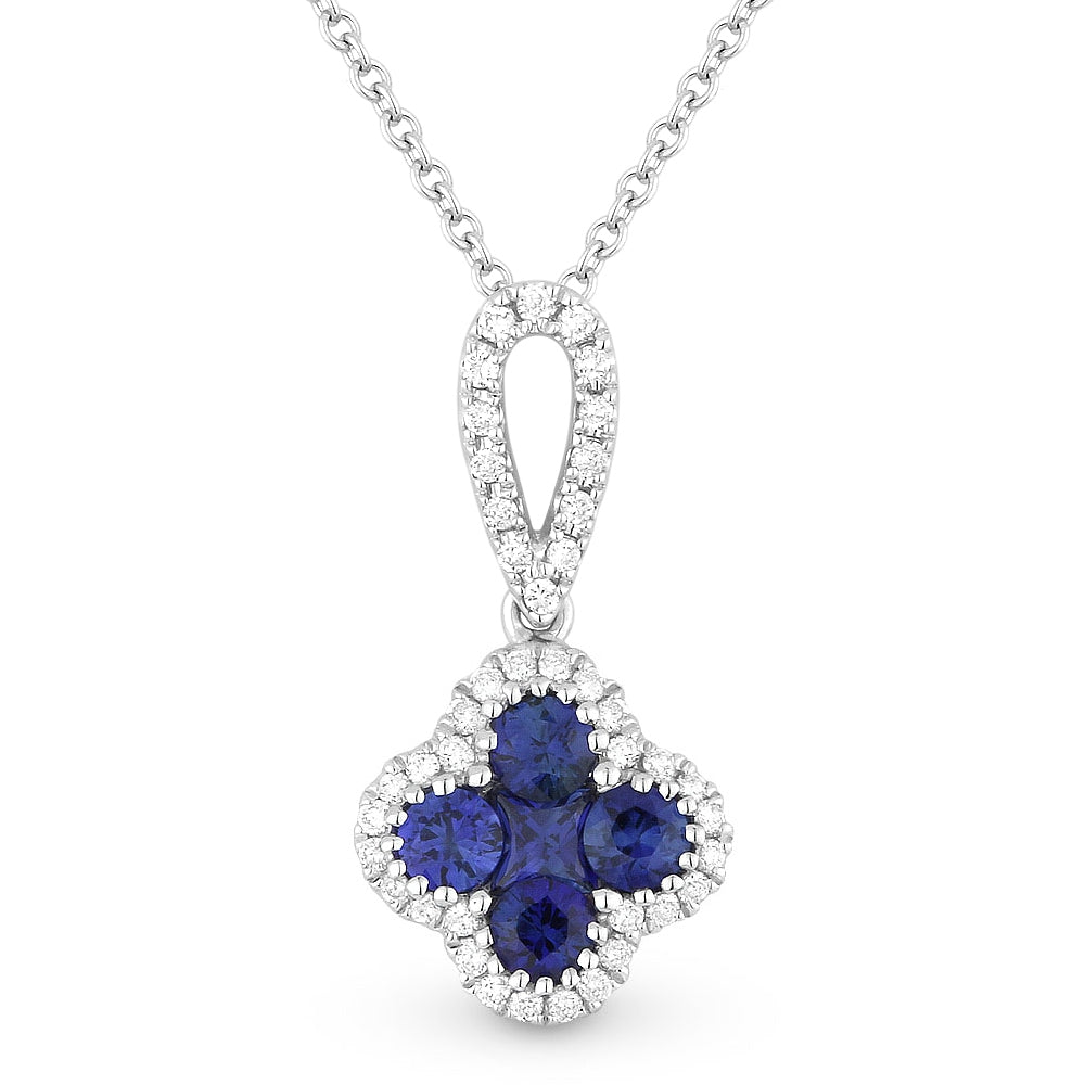 Madison L 18K White Gold Sapphire Clover Pendant - style N1225SAW