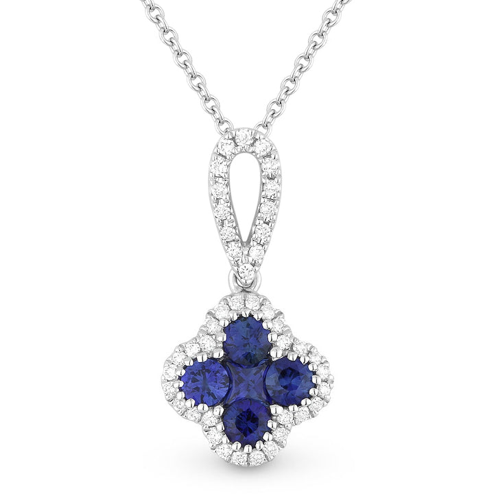 Madison L 18K White Gold Sapphire Clover Pendant - style N1225SAW